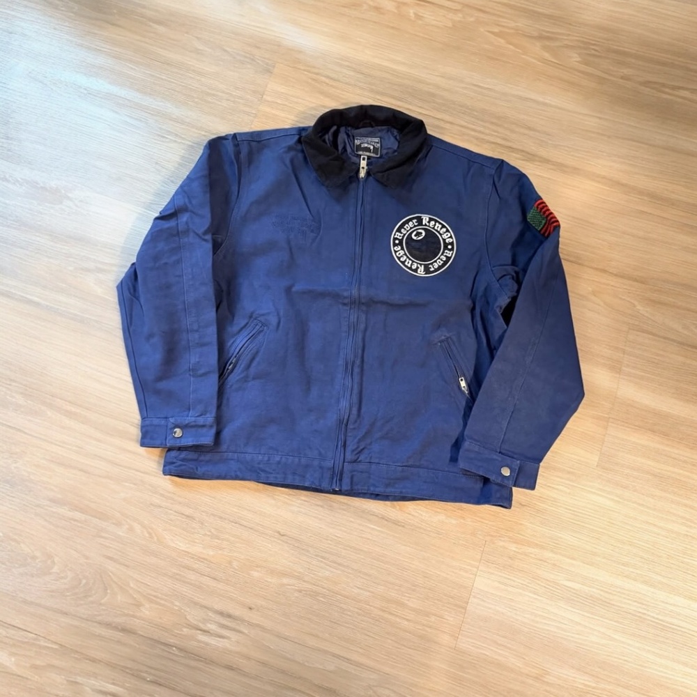 ‼️Stussy x Denim Tears Never Renege Canvas Work Jacket Blue Zip Up